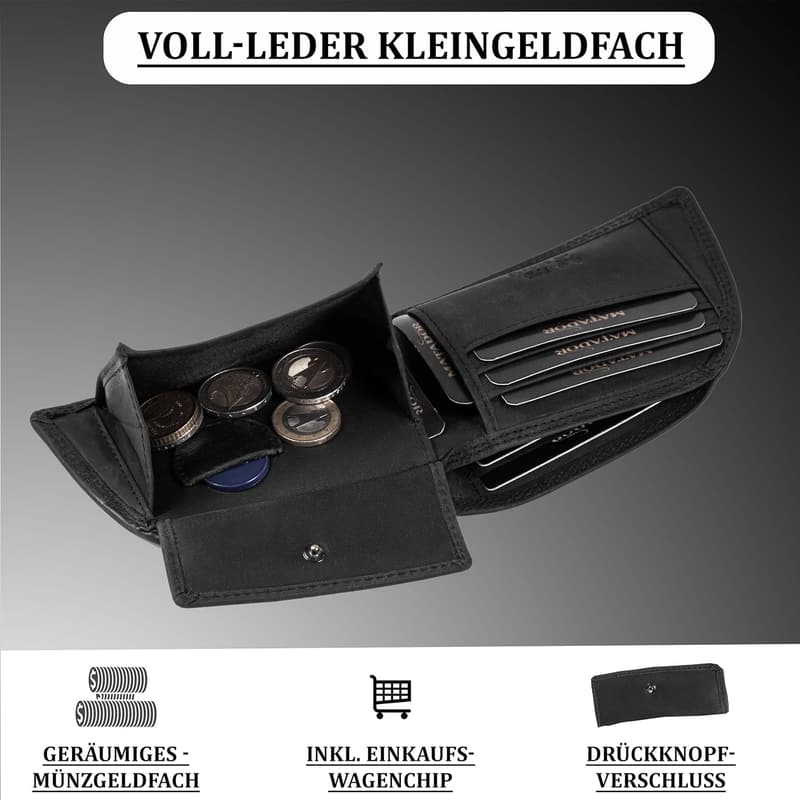 Herren Geldbörse mit RFID-Schutz für Vordertasche - Schwarz