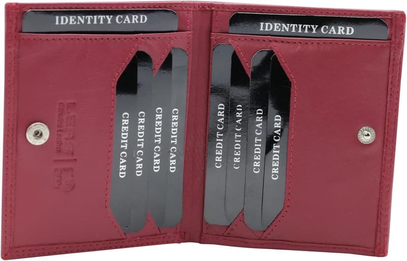 Wiener-Schachtel im Ausweisformat mit RFID-Schutz aus rotem Echtleder