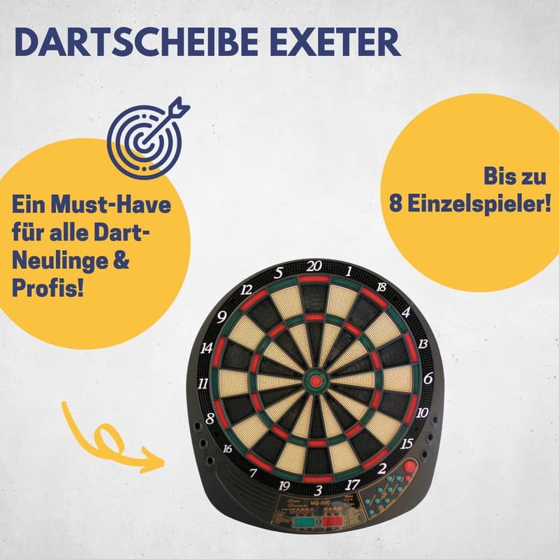 Elektronische Dartscheibe Exeter mit LED-Anzeigen für 8 Spieler