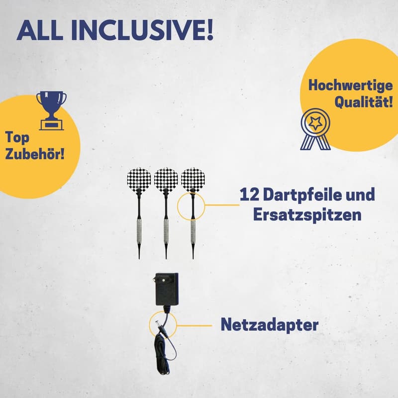 Elektronische Dartscheibe Exeter mit LED-Anzeigen für 8 Spieler