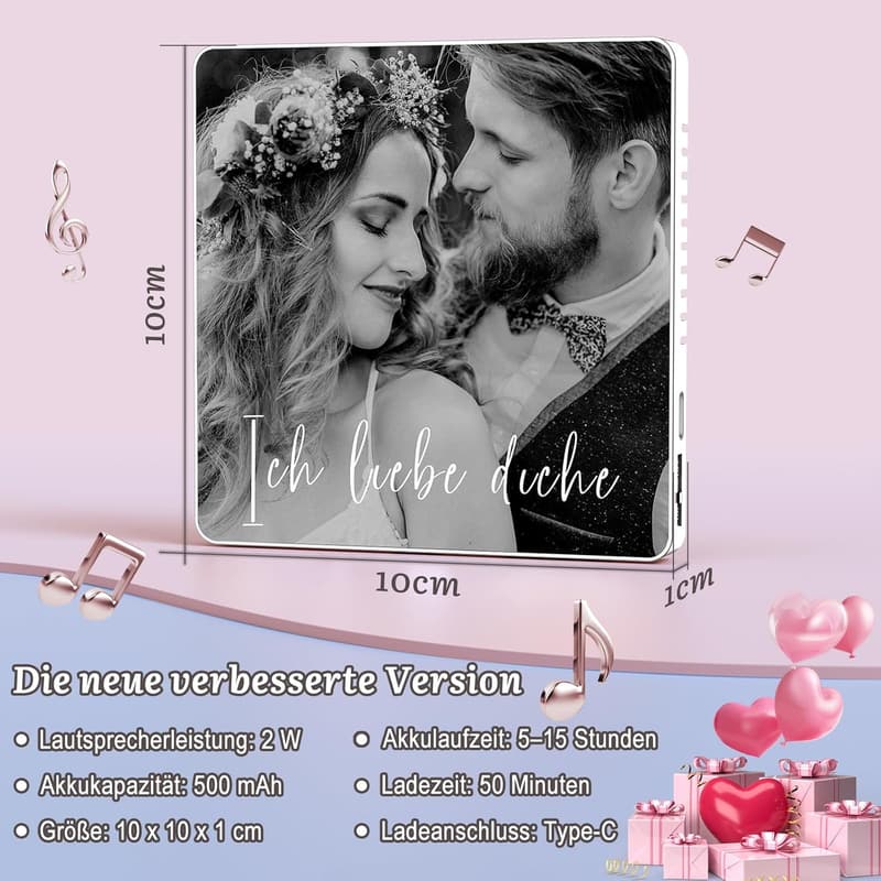 Personalisierter Kühlschrankmagnet mit Musik für Paare, Valentinstag
