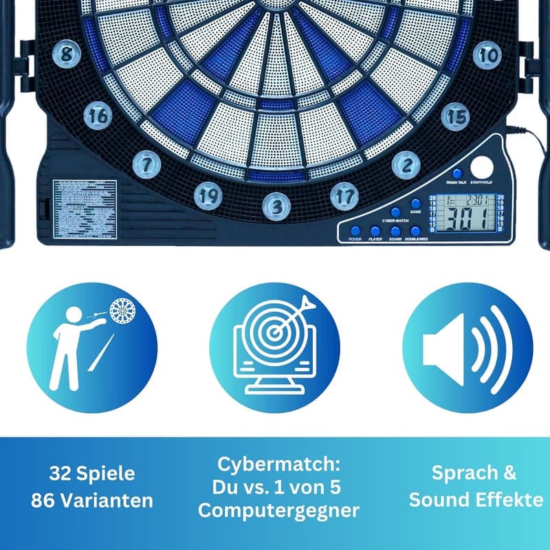 Elektro-Dart-Set Cambridge Xtra mit 12 Darts und LED-Anzeige