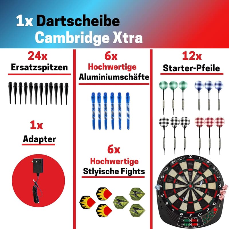Coventry Xtra Dart Set mit 12 Dartpfeilen und LED-Dartscheibe