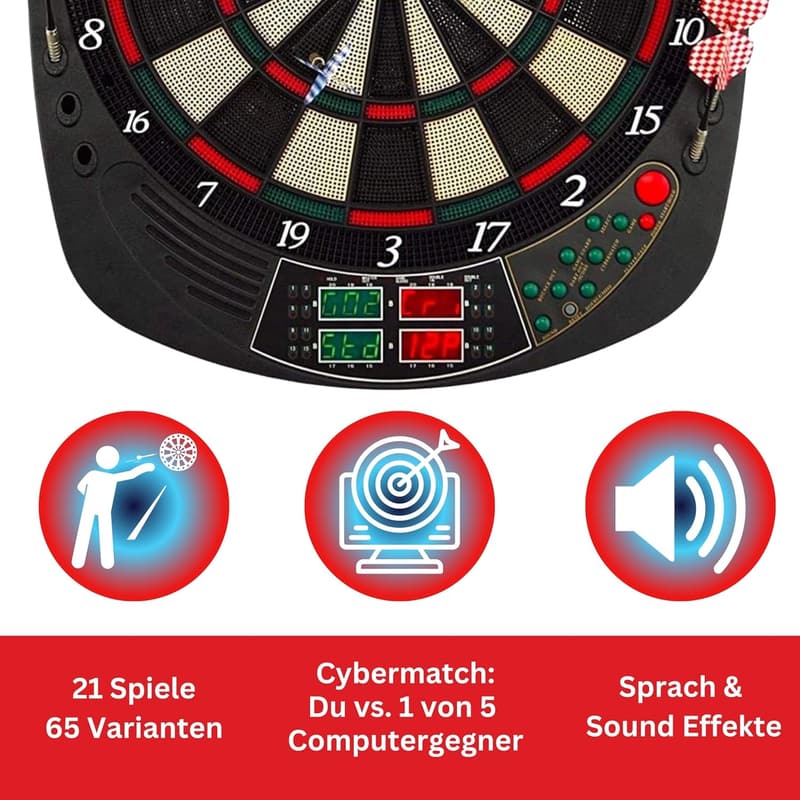 Coventry Xtra Dart Set mit 12 Dartpfeilen und LED-Dartscheibe