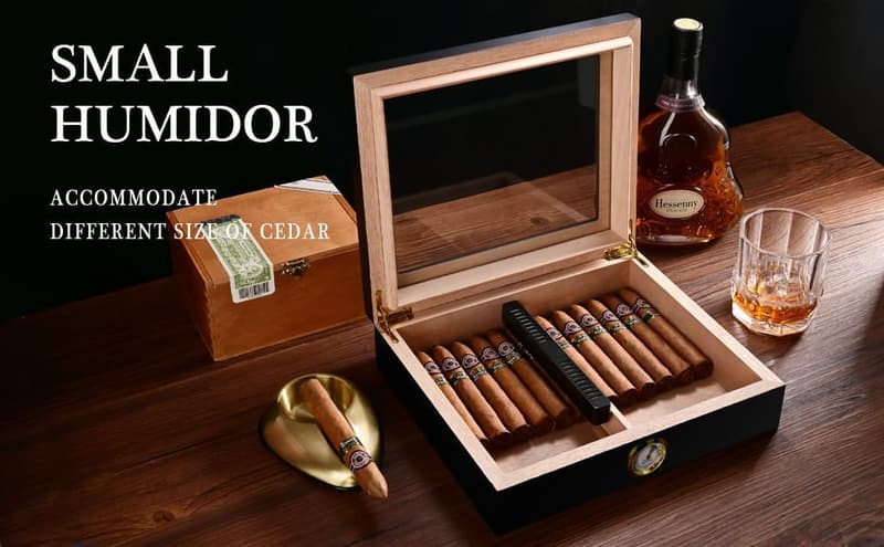 Zigarrenhumidor aus spanischer Zeder für bis zu 25 Zigarren mit Hygrometer