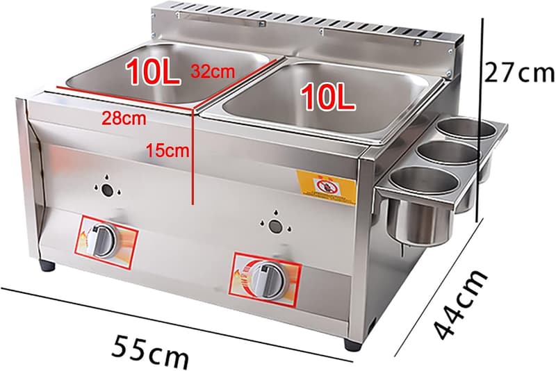 Gewerbliche Gasfritteuse 20L Edelstahl mit Deckel und Metallrohr