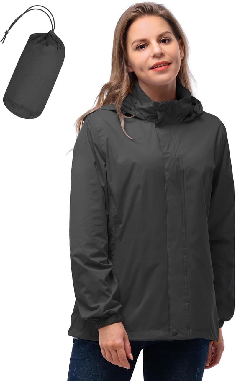 Wasserdichte Faltbare Regenjacke für Damen mit Kapuze, atmungsaktiv