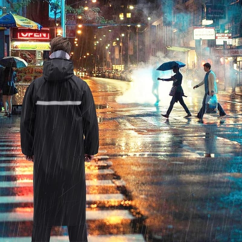 Wasserdichter Regenponcho für Damen und Herren mit reflektierenden Streifen