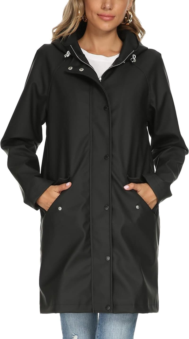 Wasserdichter Regenmantel mit Kapuze für Damen, S-XXL