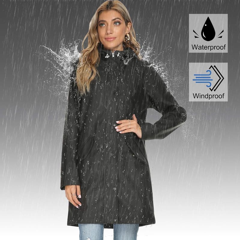 Wasserdichter Regenmantel mit Kapuze für Damen, S-XXL