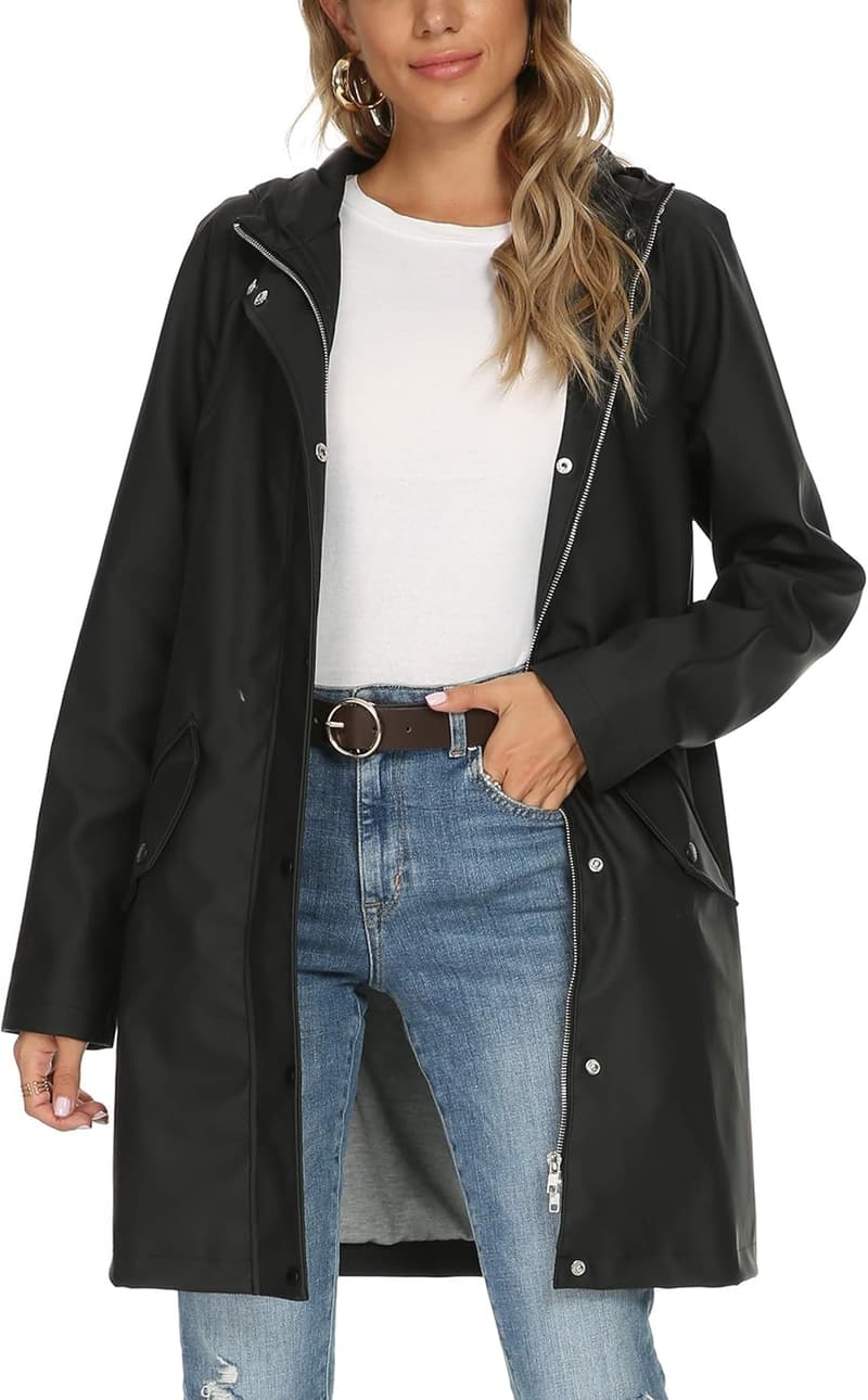 Wasserdichter Regenmantel mit Kapuze für Damen, S-XXL