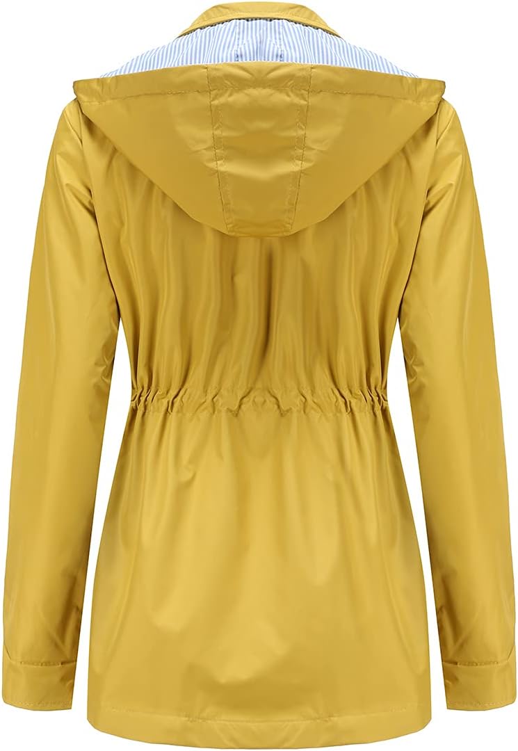 Leichte, wasserdichte Damen-Regenjacke mit Kapuze und Kordelzug