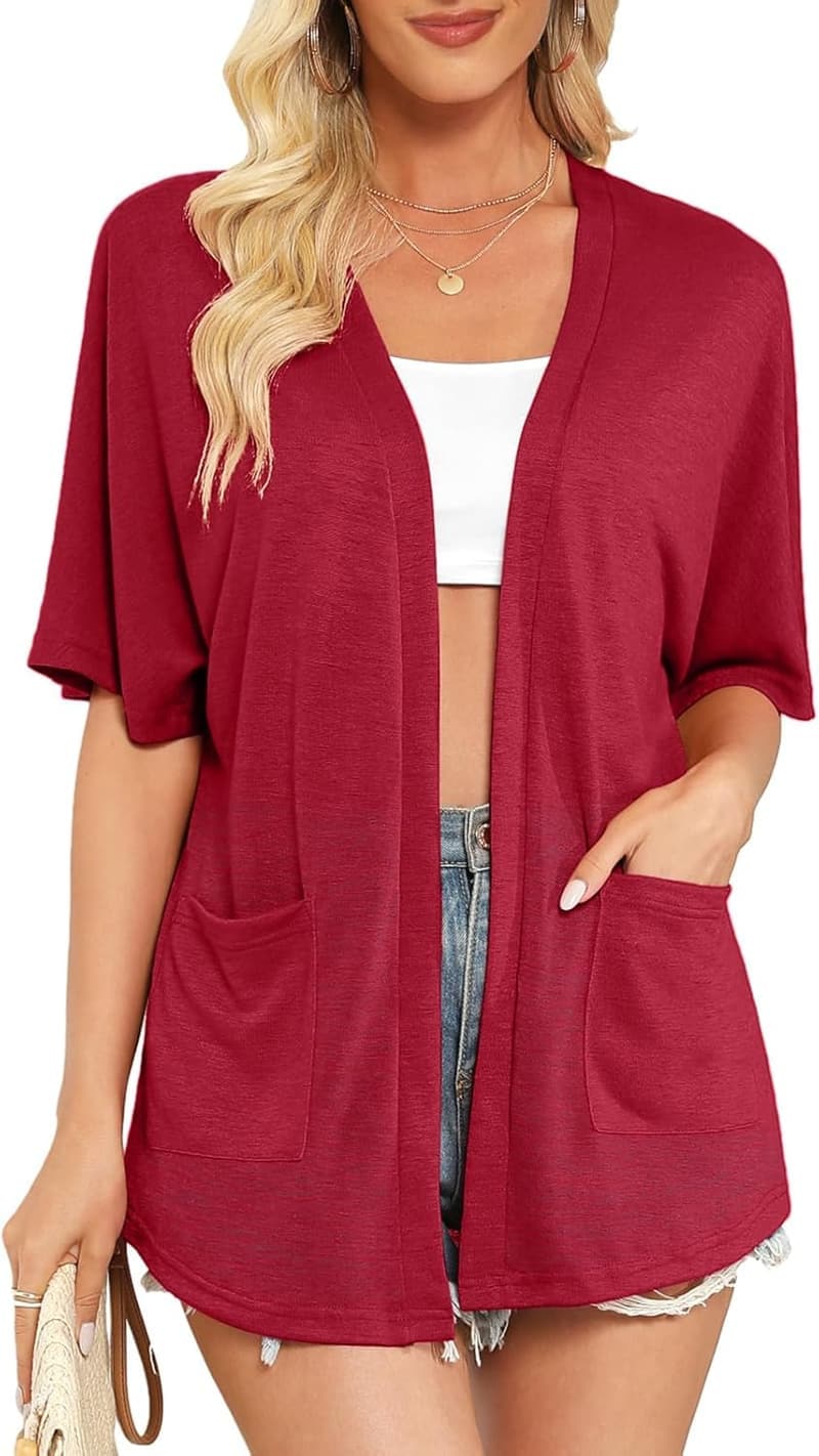 Leichter Kurzarm Cardigan für Damen mit Taschen – Sommer 2025