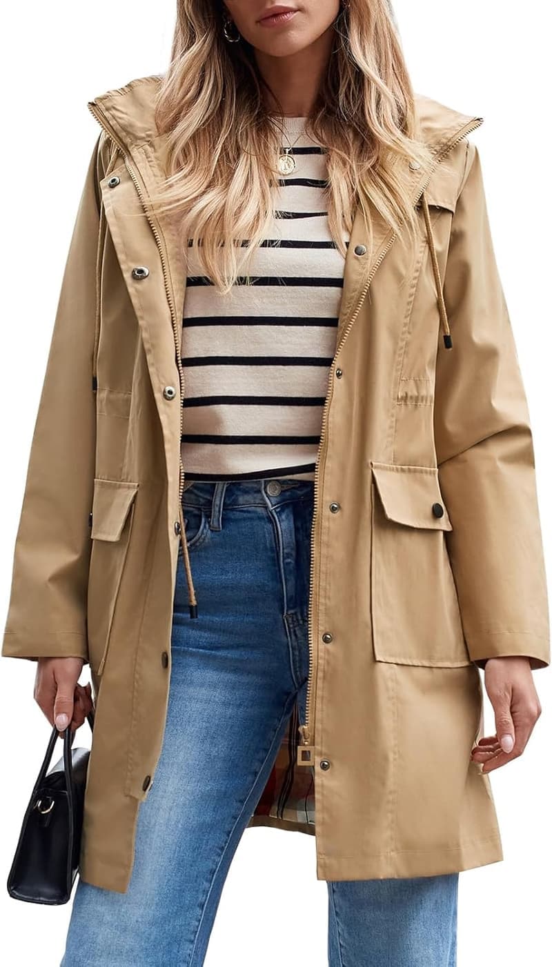 Damen PONCHO Regenjacke wasserdicht mit Kapuze - ideal für Frühling bis Herbst