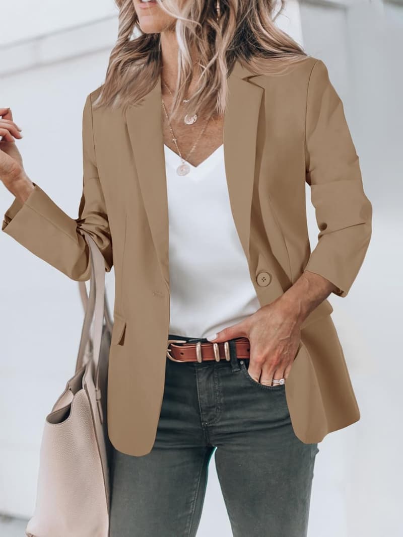 Damen Langarm Blazer für Büro – Offene Front, lässig und elegant