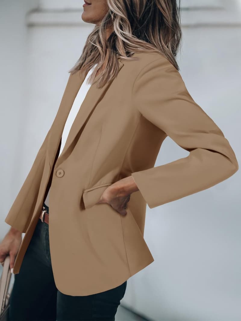 Damen Langarm Blazer für Büro – Offene Front, lässig und elegant