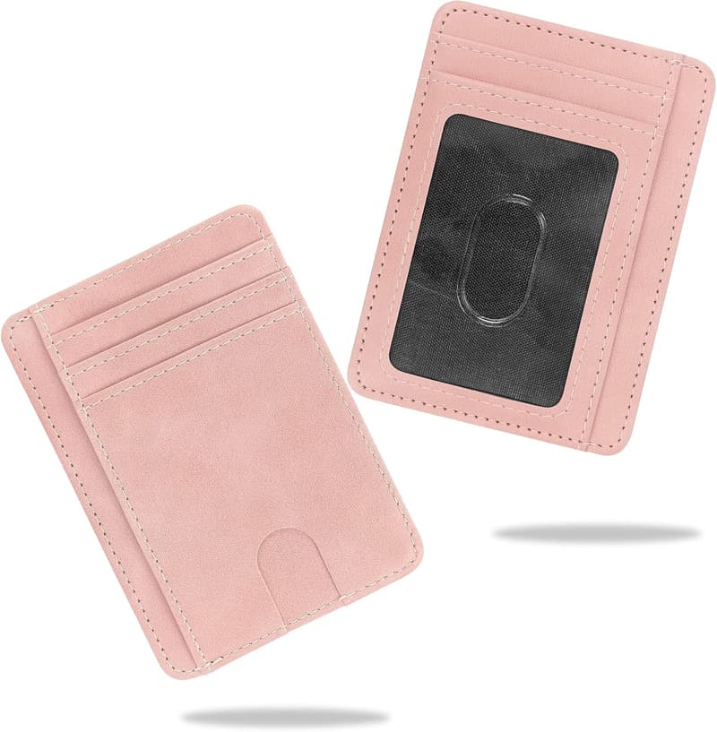 Minimalistische RFID-Geldbörse aus Leder für Damen (Rosa)