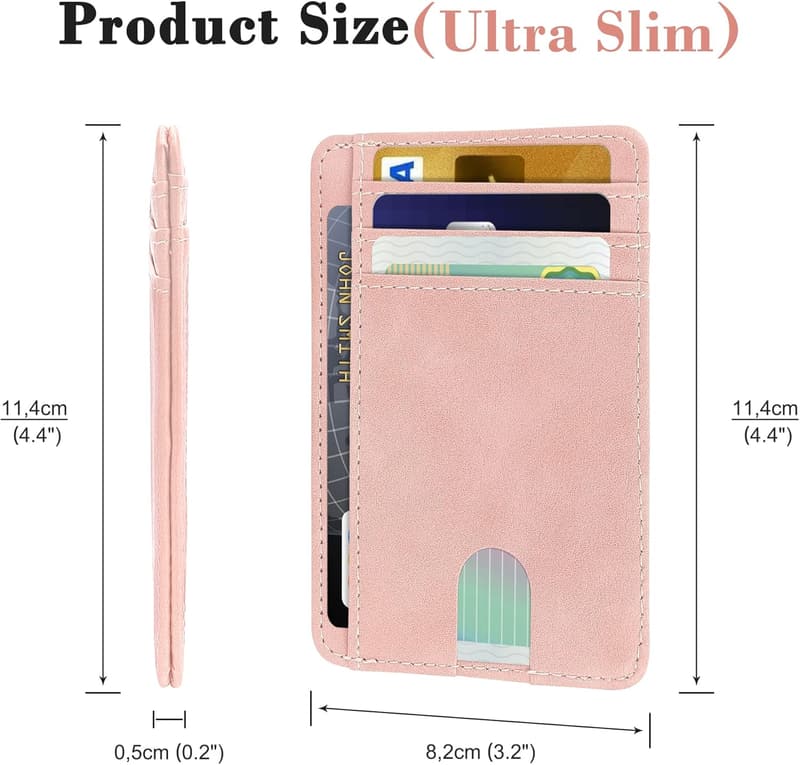 Minimalistische RFID-Geldbörse aus Leder für Damen (Rosa)