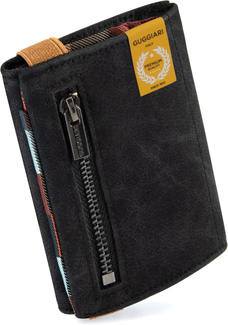 Slim Wallet mit RFID Schutz aus Microfaser Jacquard für unterwegs