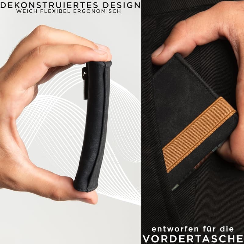 Slim Wallet mit RFID Schutz aus Microfaser Jacquard für unterwegs