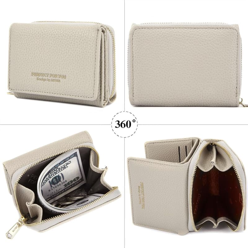 Eleganter kleiner Geldbeutel für Damen mit großem Münzfach - 33 Beige