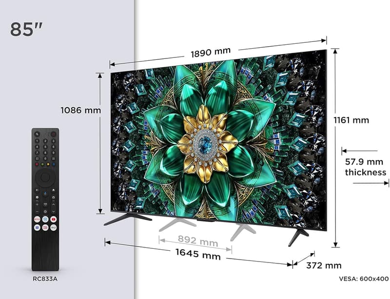 TCL 85Q6C 85 Zoll 4K QD-Mini LED Fernseher mit Google TV