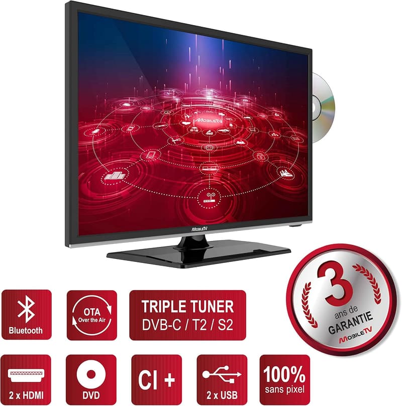 19 Zoll LED TV mit DVD-Player für Camping und Wohnwagen – 12/24 V