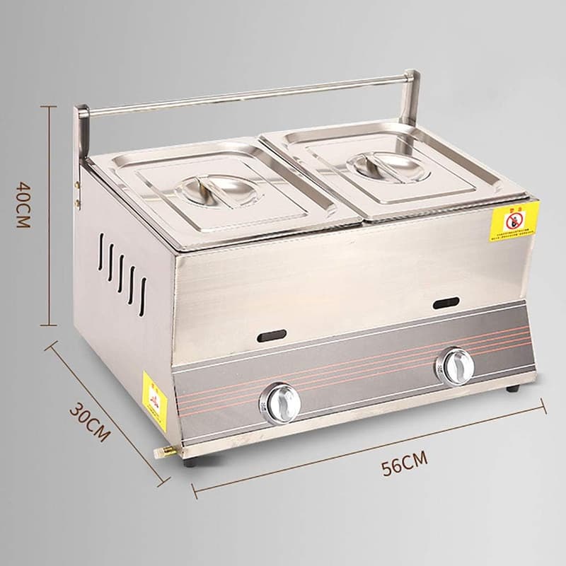 Gewerbliche Edelstahl-Gas-Fritteuse 6L/12L mit Doppelkorb