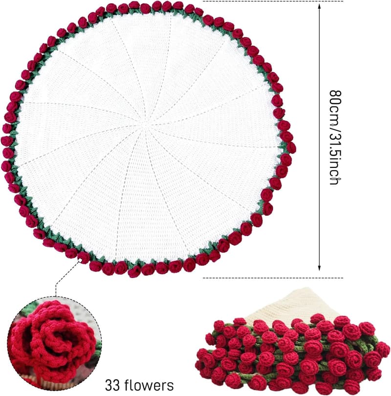 Handgefertigte Blumen-Decke – Weiche Strickdecke für Paare