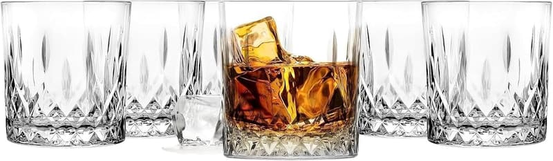 Whiskygläser Set aus geschliffenem Glas - 6 Stück, 280 ml, spülmaschinengeeignet