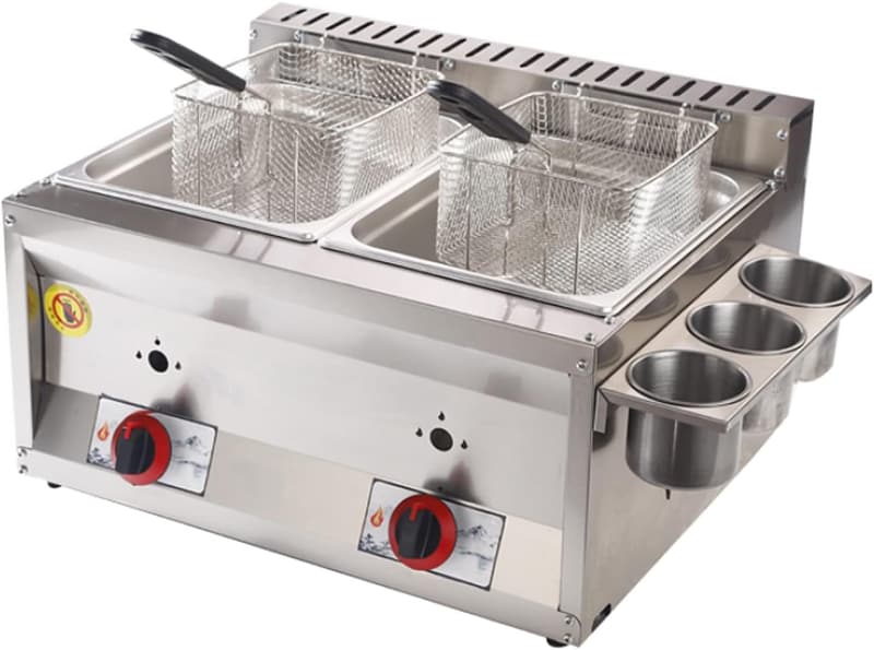 Edelstahl-Gas-Fritteuse 20L mit elektronischer Zündung, energiesparend