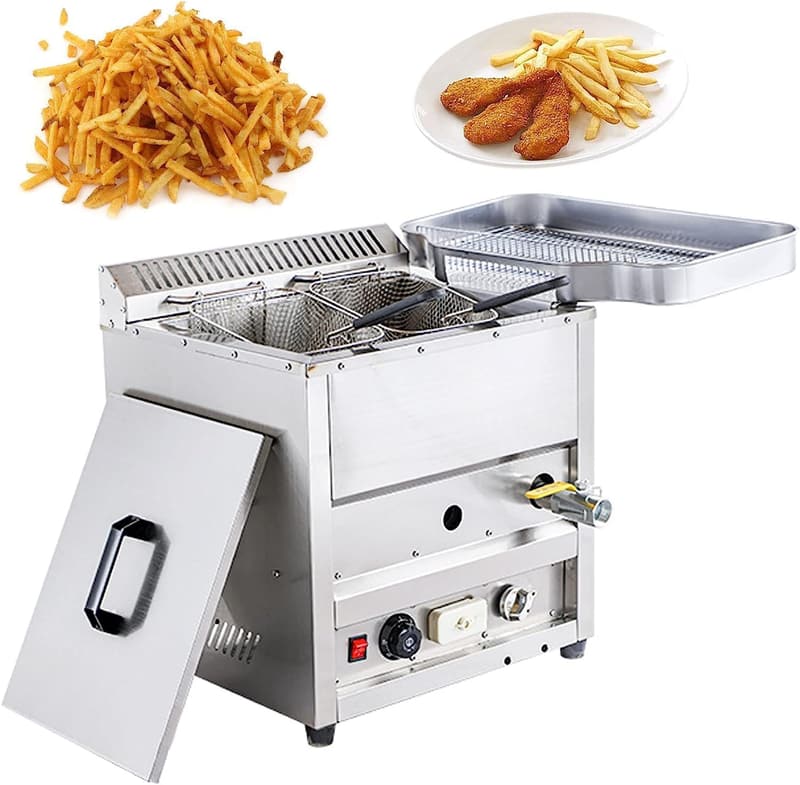 Freistehende Propan-Gasfritteuse mit Edelstahl-Tankkorb und Temperaturkontrolle