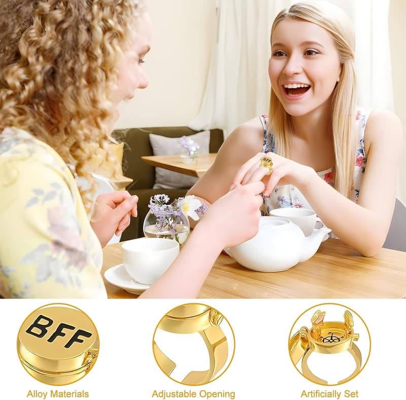 BFF Erinnerungsring-Set für beste Freundinnen, offenes Design