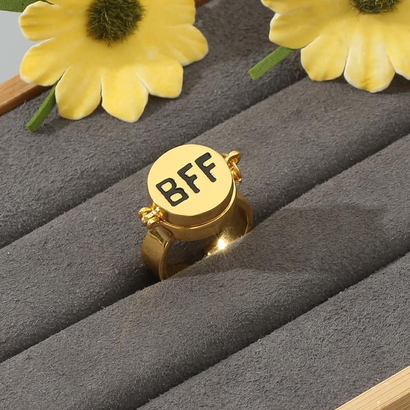 Freundschaftsringe für Beste Freunde – Einstellbare goldene BFF Ringe