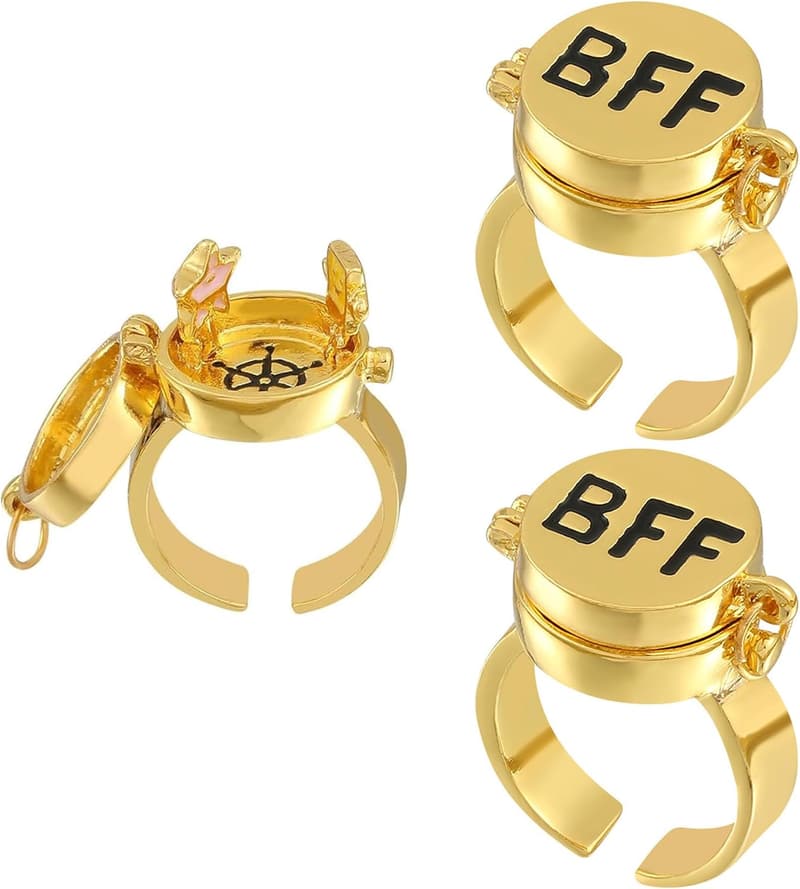 Freundschaftsringe für Frauen – 2 Stück, verstellbar, BFF-Design
