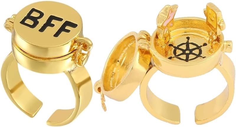 BFF Ring-Set aus Gold für Frauen – Einstellbare Schmuckgeschenke