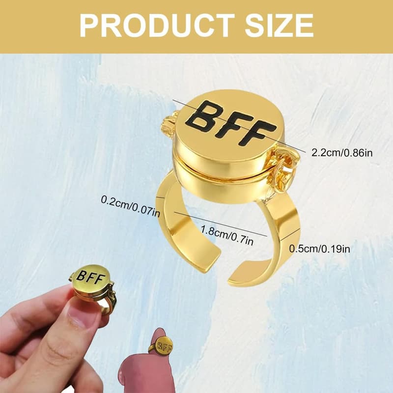 BFF Ring-Set aus Gold für Frauen – Einstellbare Schmuckgeschenke