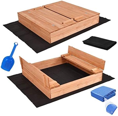 Sandkasten mit Deckel aus imprägniertem Holz 120x120 cm