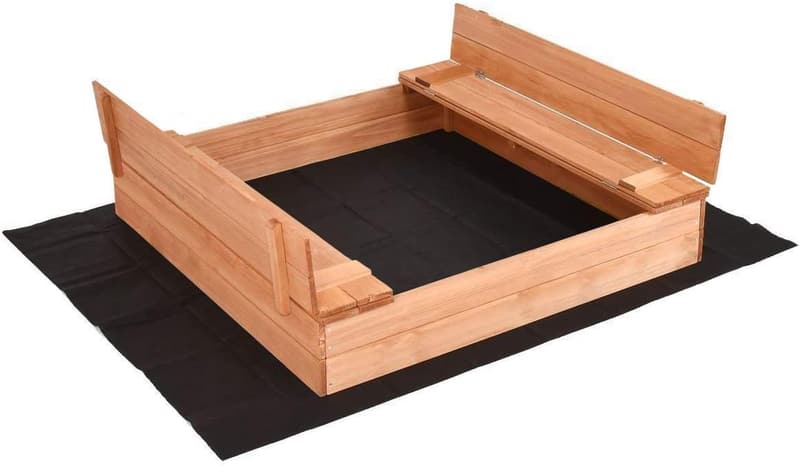 Sandkasten mit Deckel aus imprägniertem Holz 120x120 cm