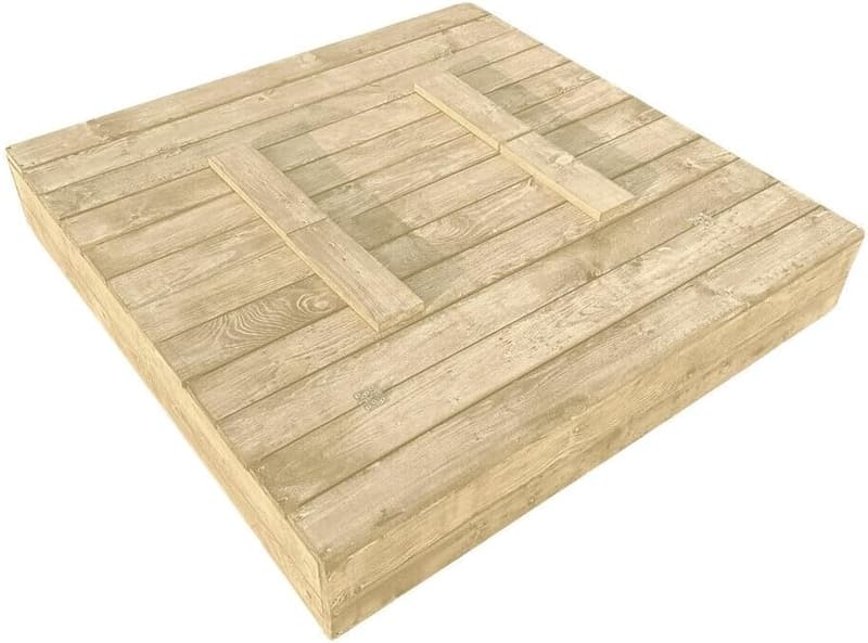 Holz-Sandkasten mit Deckel und Sitzbänken, 120x120 cm