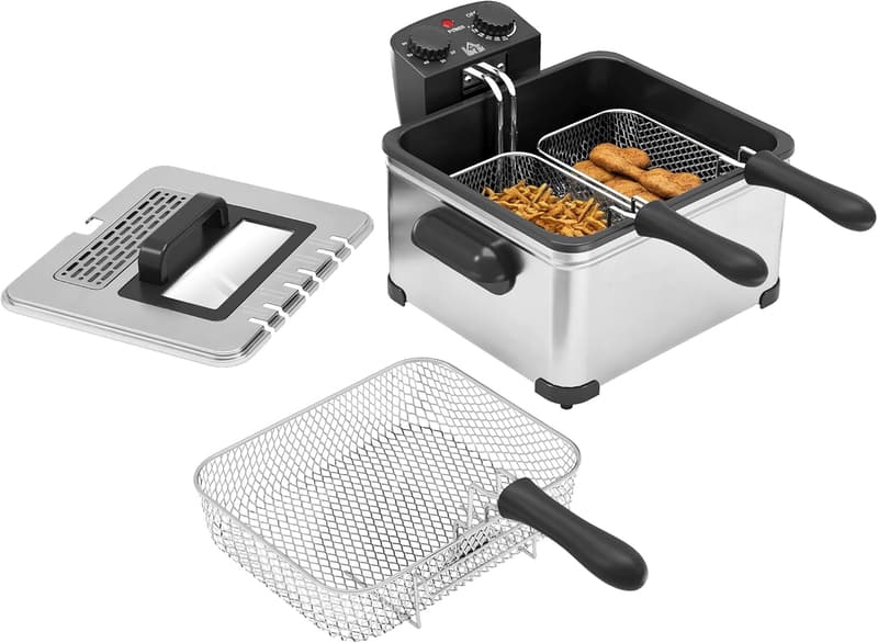 HOMCOM 5L Fritteuse mit Timer, einstellbarer Temperatur & Sichtfenster