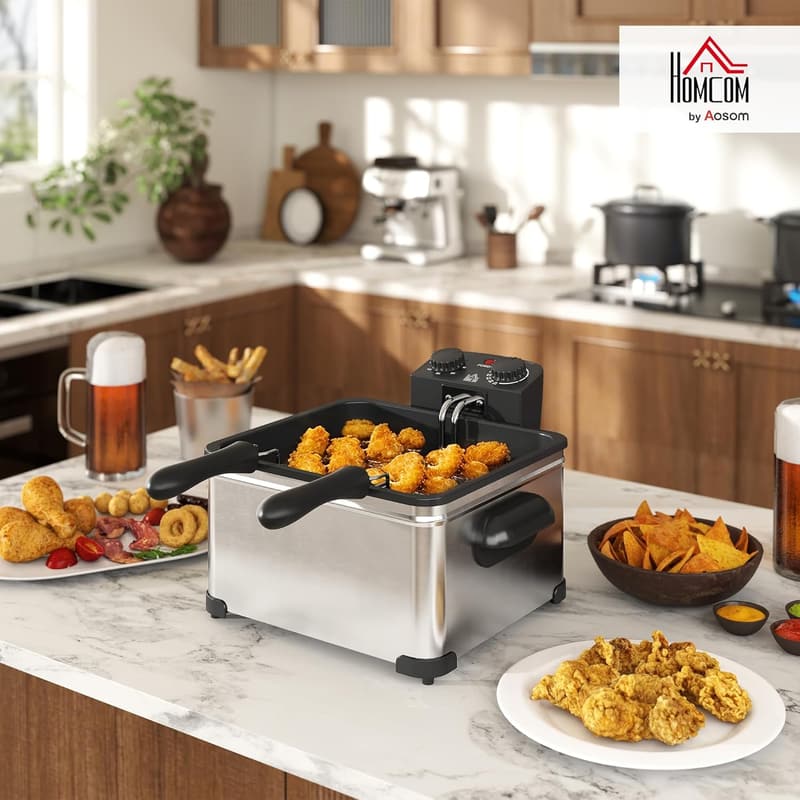 HOMCOM 5L Fritteuse mit Timer, einstellbarer Temperatur & Sichtfenster