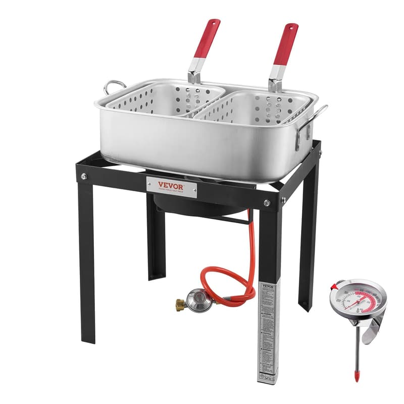 VEVOR Propan-Fischfritteuse 13,27 L mit Thermometer und Siebkorb für Outdoor
