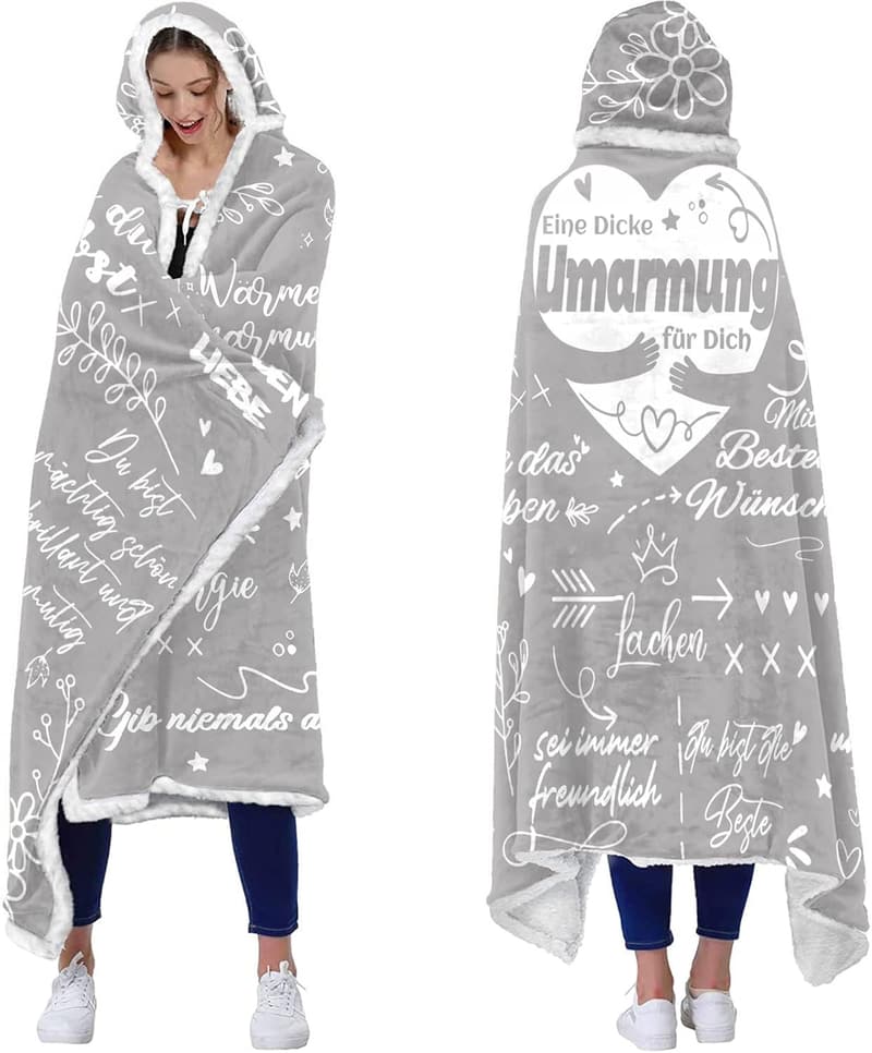 Umarmungsdecke mit Ärmeln – Geschenk für beste Freundin zum Geburtstag