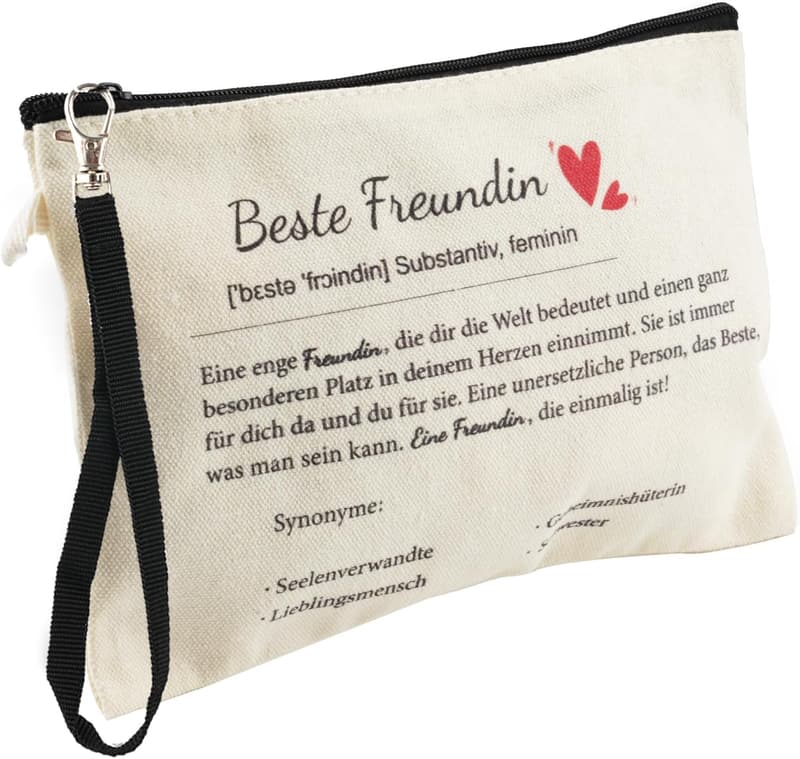 Kosmetiktasche für beste Freundin – Handliche Make-up Tasche mit Reißverschluss