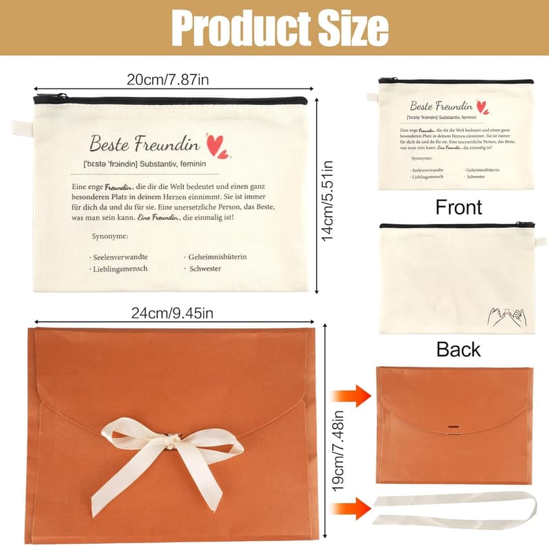 Kosmetiktasche für beste Freundin – Handliche Make-up Tasche mit Reißverschluss
