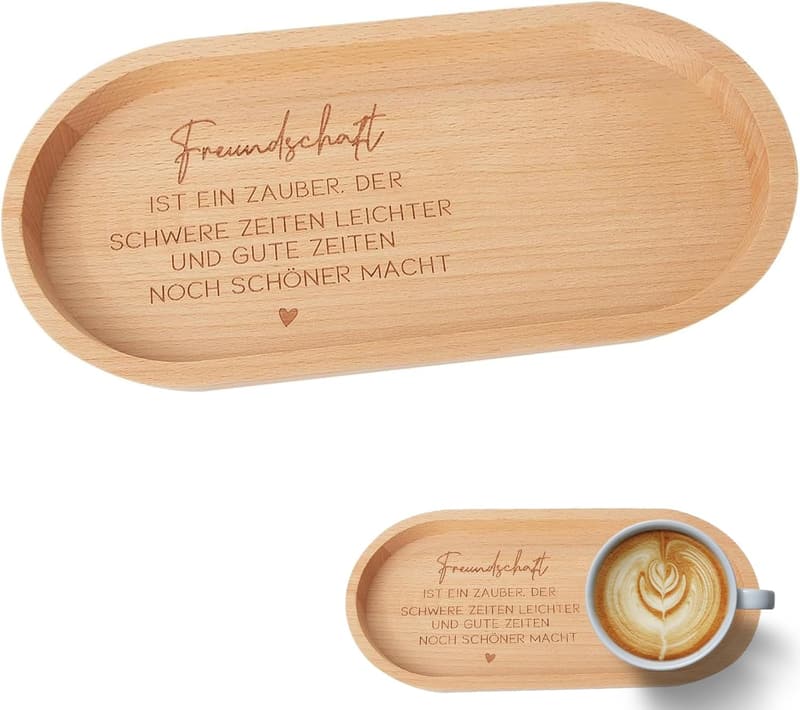 Graviertes Freundschaftstablett als Geburtstagsgeschenk für Frauen