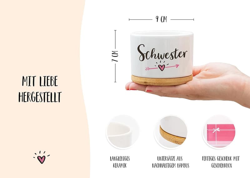 Geschenk für Schwester: Blumentöpfe für den Geburtstag