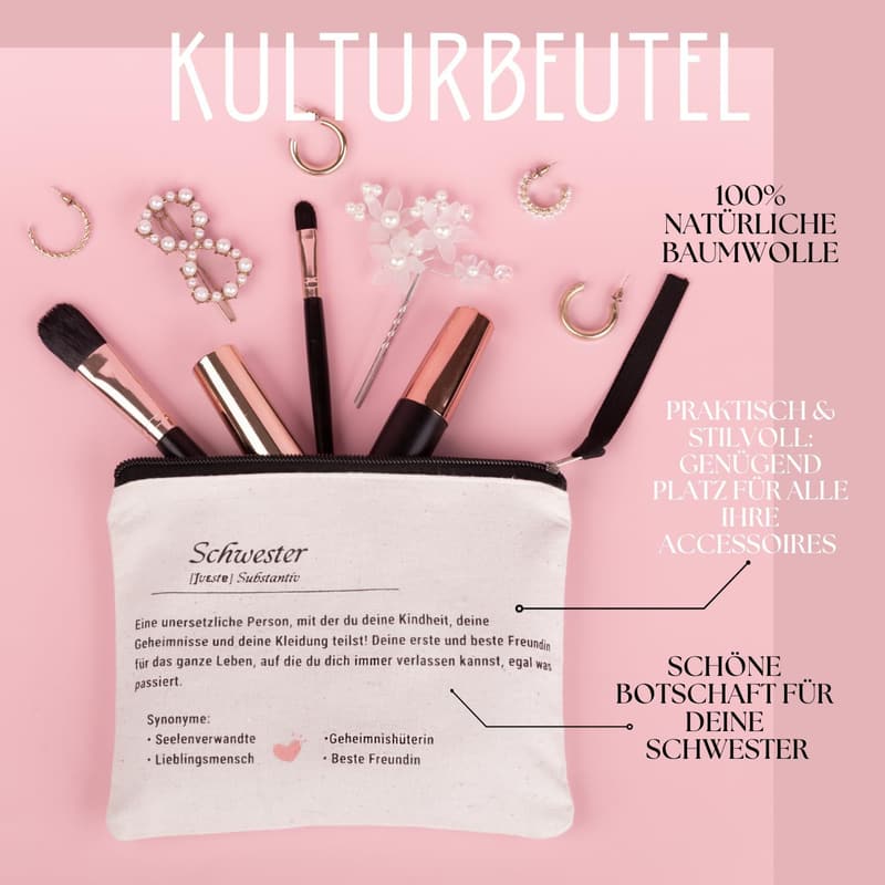 Kosmetiktasche für Mädchen zur Jugendweihe – Klein, naturfarben