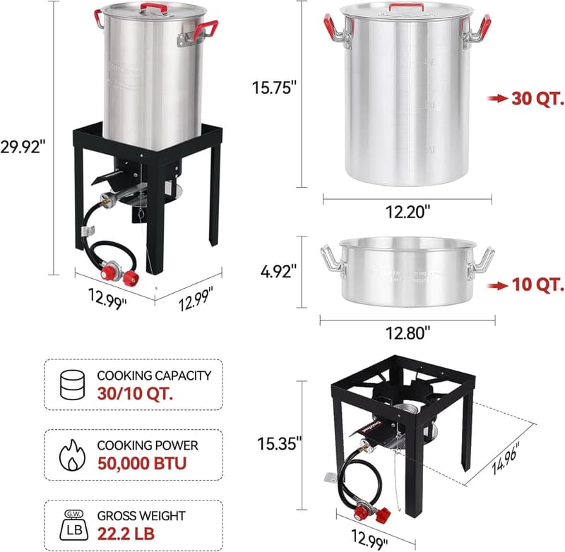 30 Qt. Truthahnfritteuse & 10 Qt. Fischfritteuse Set für den Außenbereich